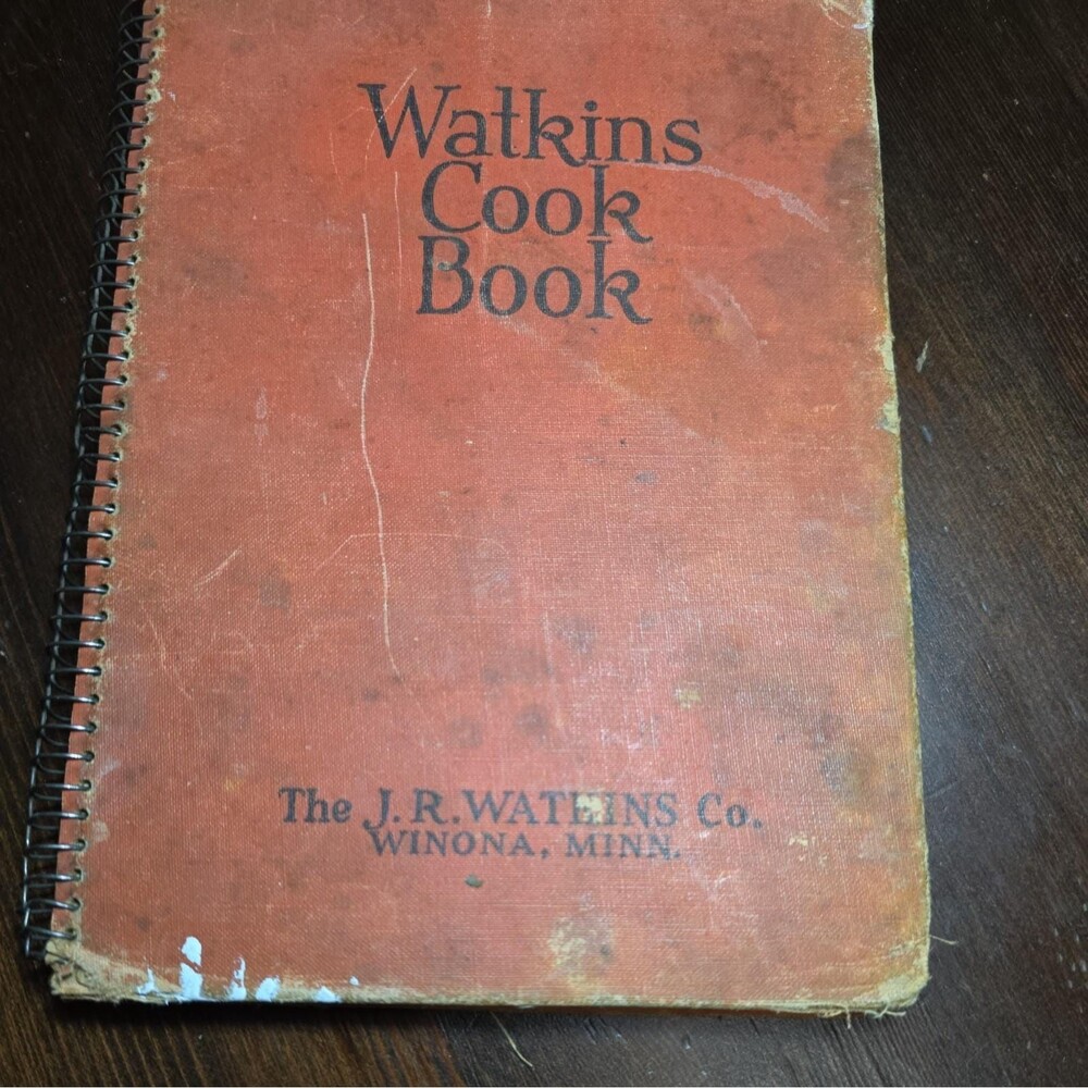 Watkins Cook Book 1st Edition!! Vintage Orange **hand written recipe included!